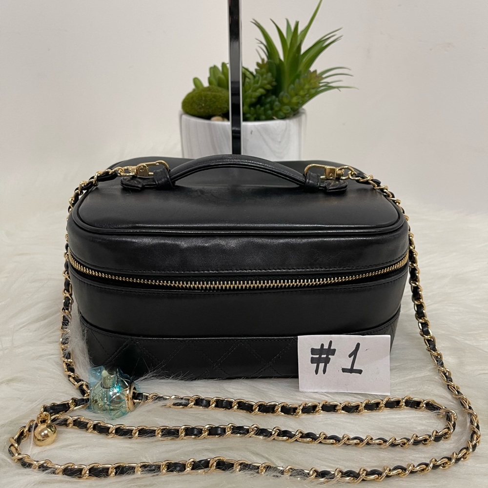 Lambskin Vanity Cosmetic Case Black #1